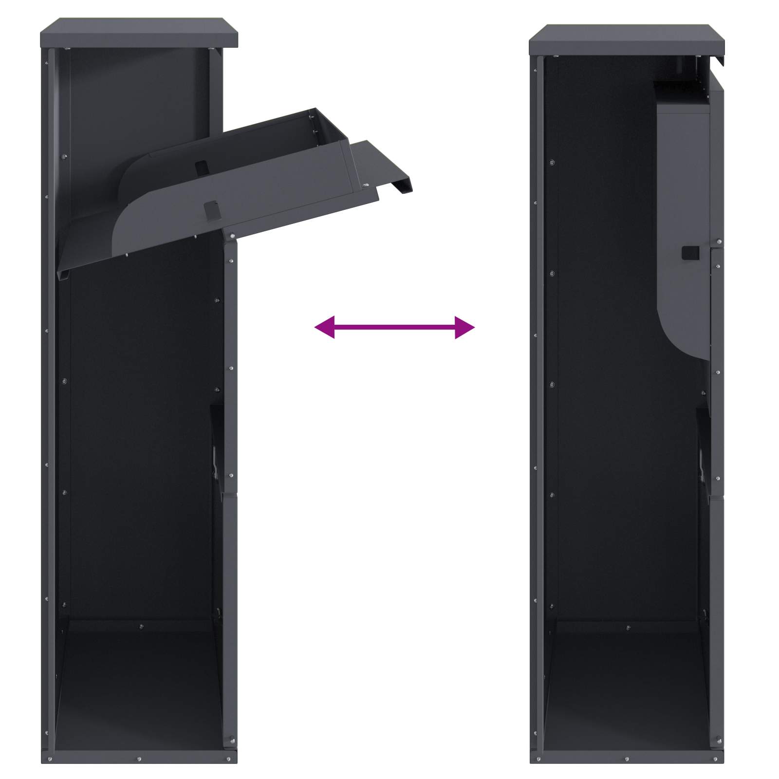Parcel Box with Storage Anthracite 44 x 22 x 82 cm Steel