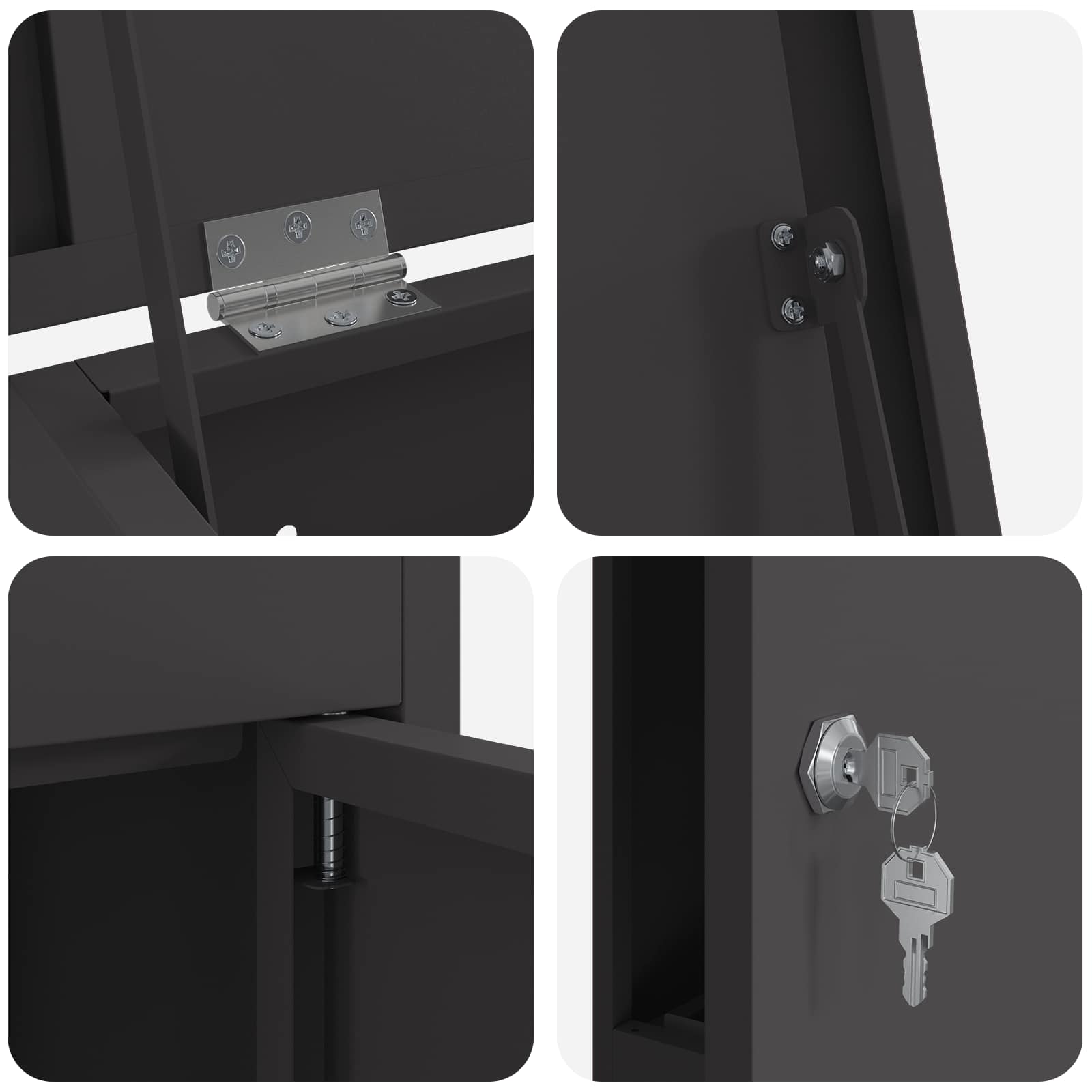 Parcel Box with Storage Black 44.5 x 29 x 110.5 cm Steel