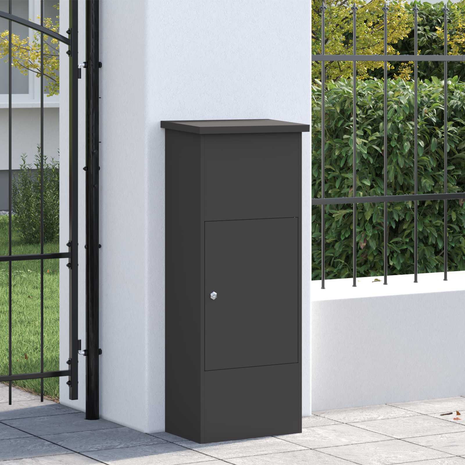 Parcel Box with Storage Black 44.5 x 29 x 110.5 cm Steel