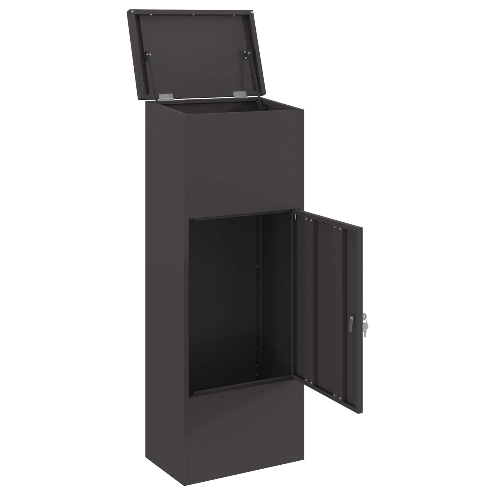 Parcel Box with Storage Black 44.5 x 29 x 110.5 cm Steel