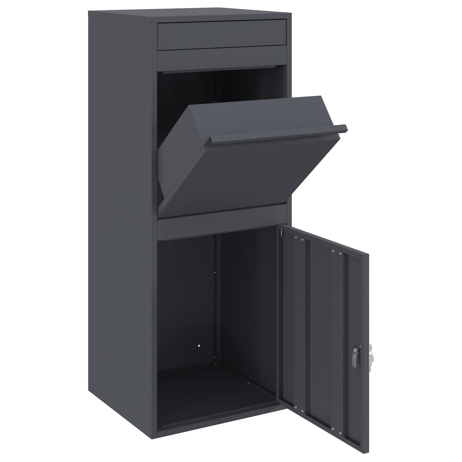 Siuntų dėžutė su saugykla Antracitas 41 x 38 x 103 cm Plienas