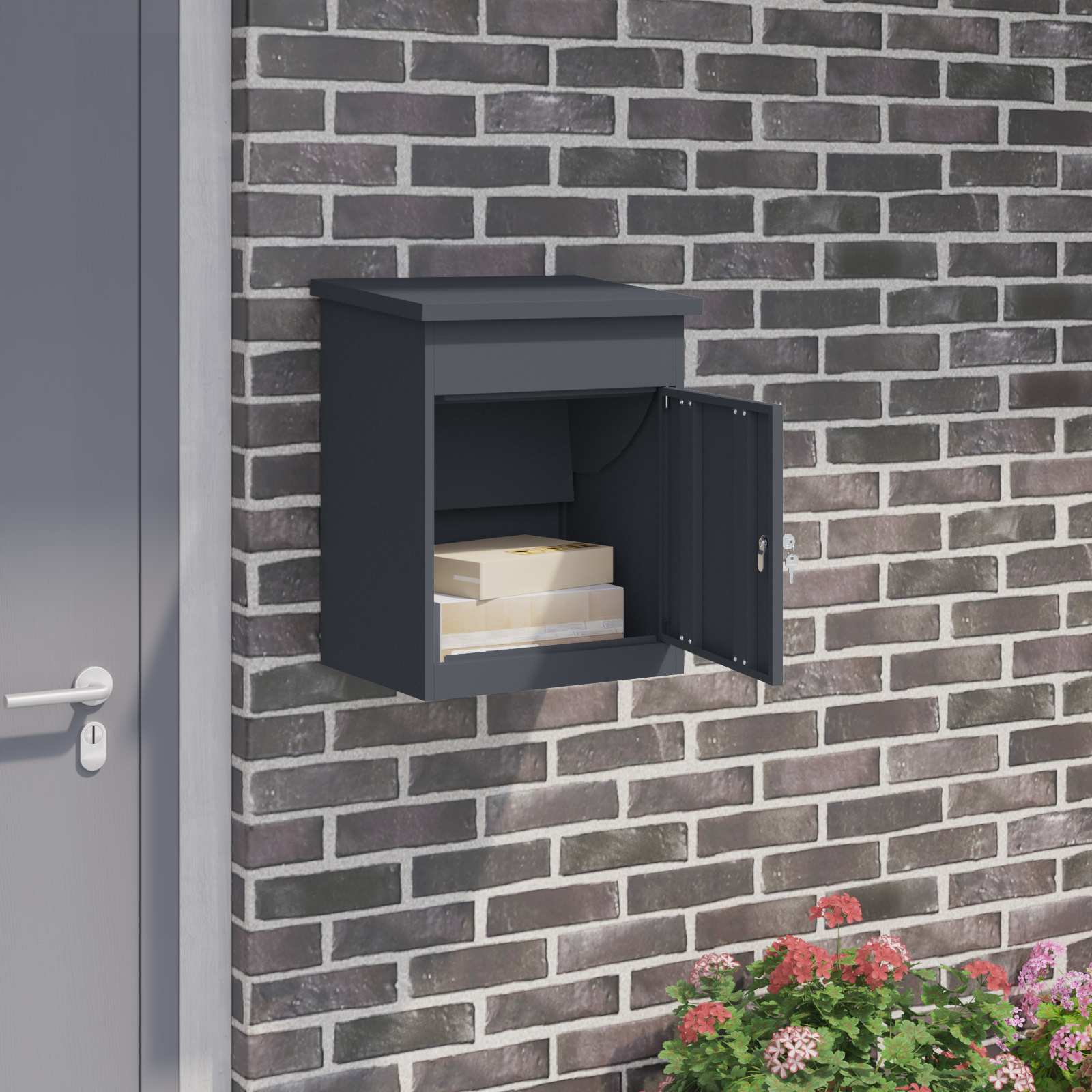 Parcel Box with Storage Anthracite 47.5 x 38 x 59 cm Steel