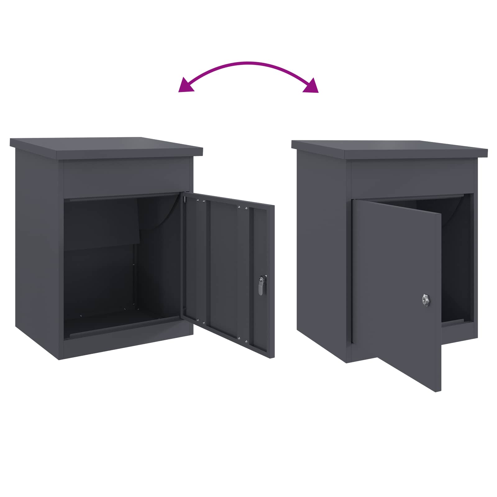 Parcel Box with Storage Anthracite 47.5 x 38 x 59 cm Steel