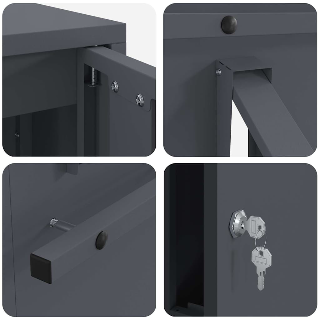 mailbox su saugykla Antracitas 30 x 20 x 55 cm Plienas