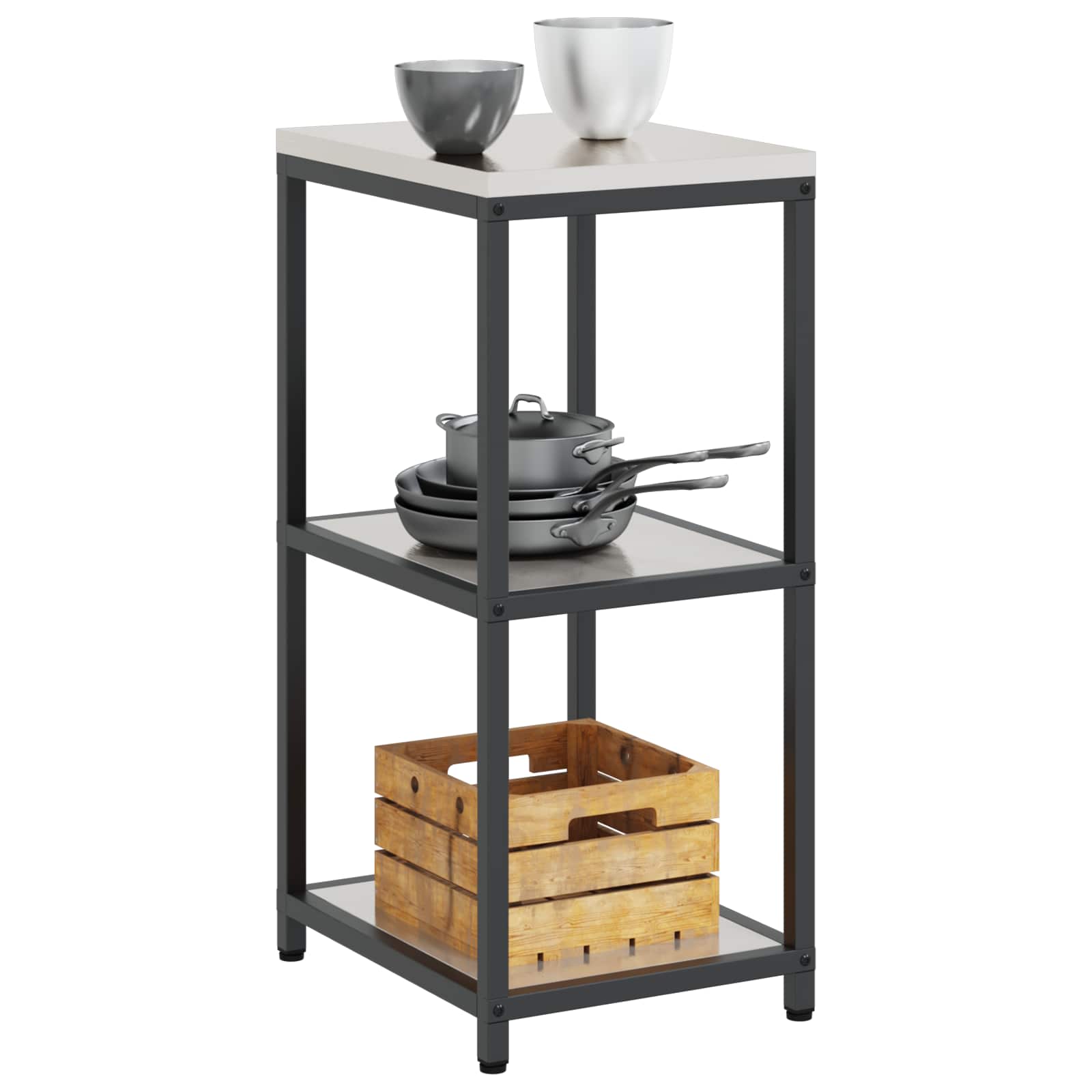 Kitchen Storage with Shelf Silver 60 x 50 x 92 cm Steel
