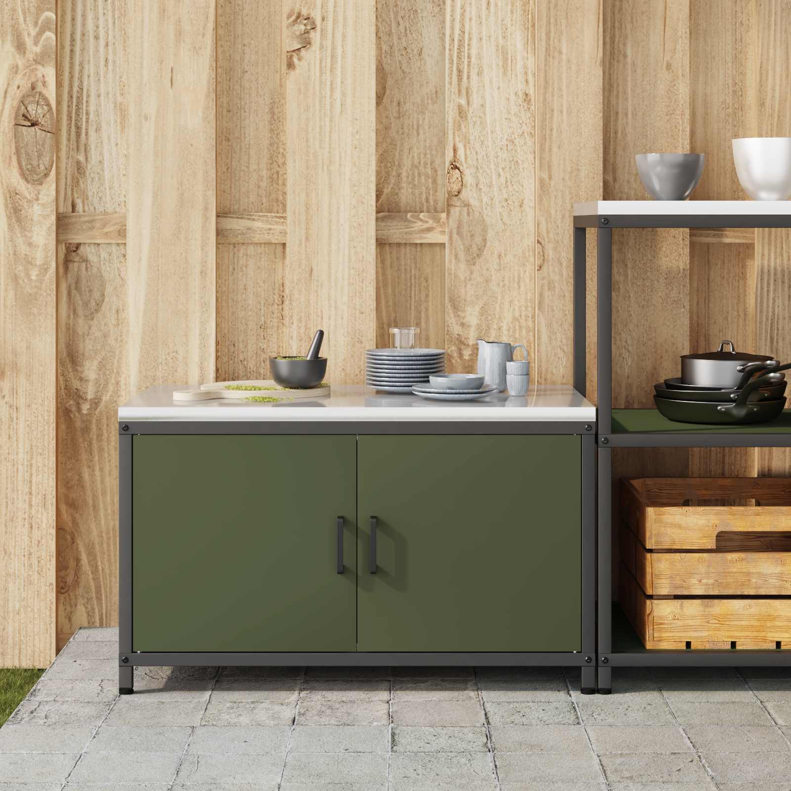 Kitchen storage Olive green 60 x 50 x 92 cm Steel