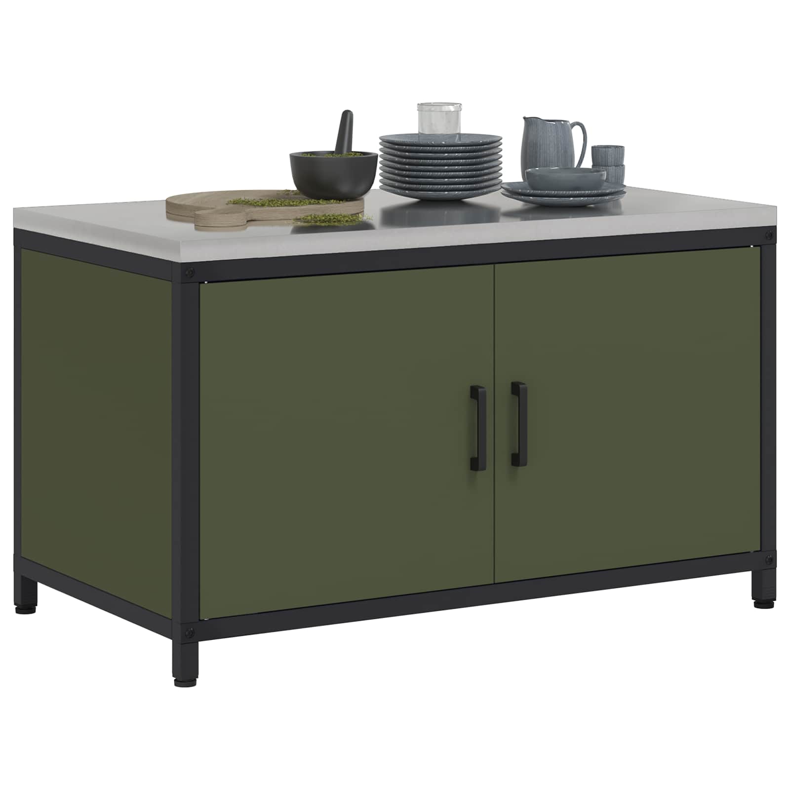 Kitchen storage Olive green 60 x 50 x 92 cm Steel