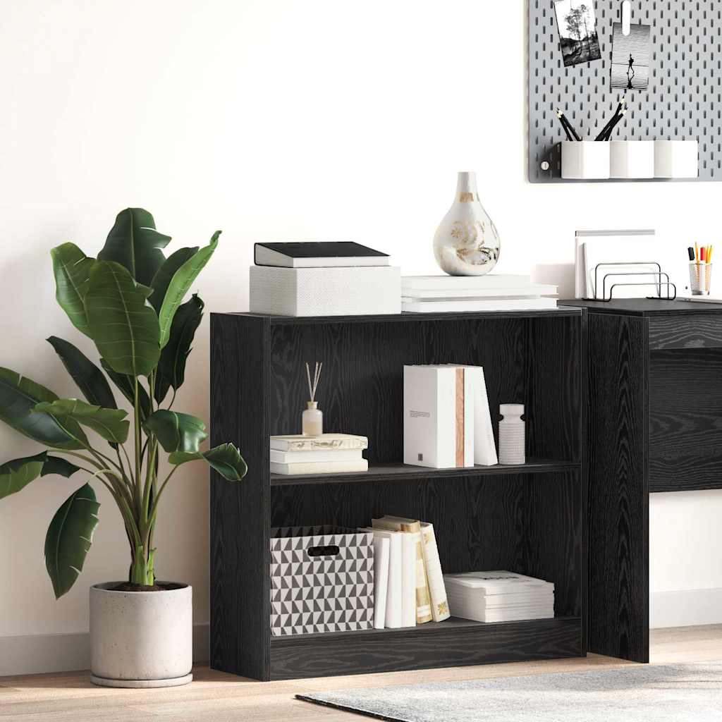 Grāmatu plaukts melns ozols 80 x 24 x 109 cm Inženierijas koks