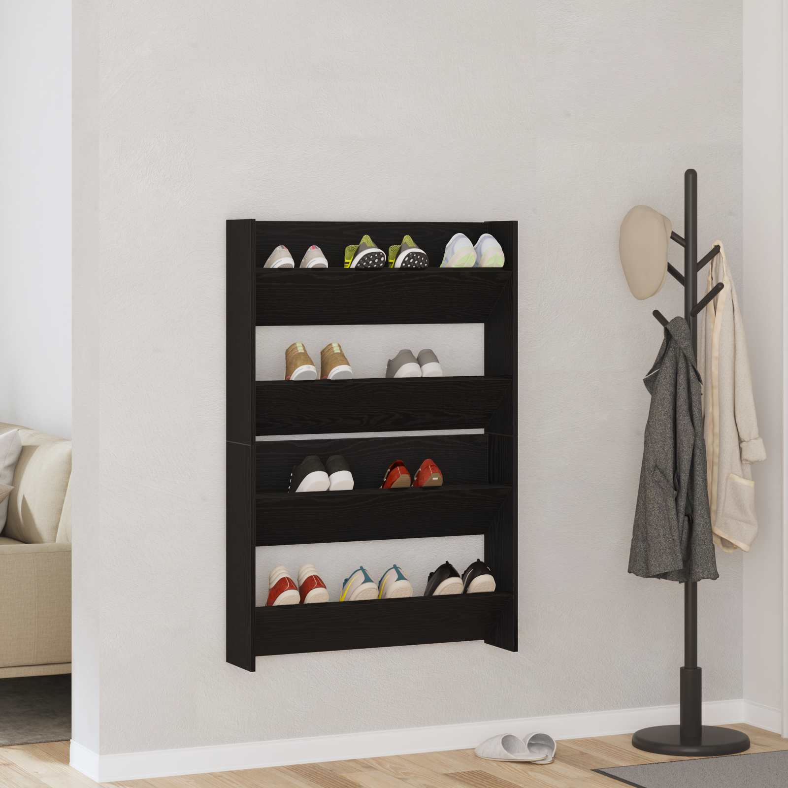 Batu skrynia su lentyna 2 pcs Juodas ąžuolas 83 x 18 x 60 cm