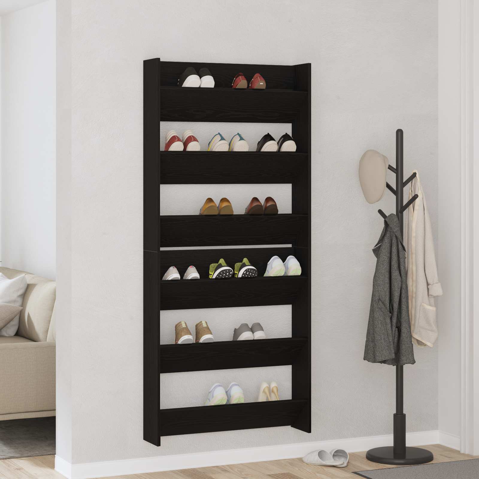 Batu skrynia su lentyna 2 pcs Juodas ąžuolas 86 x 18 x 90 cm