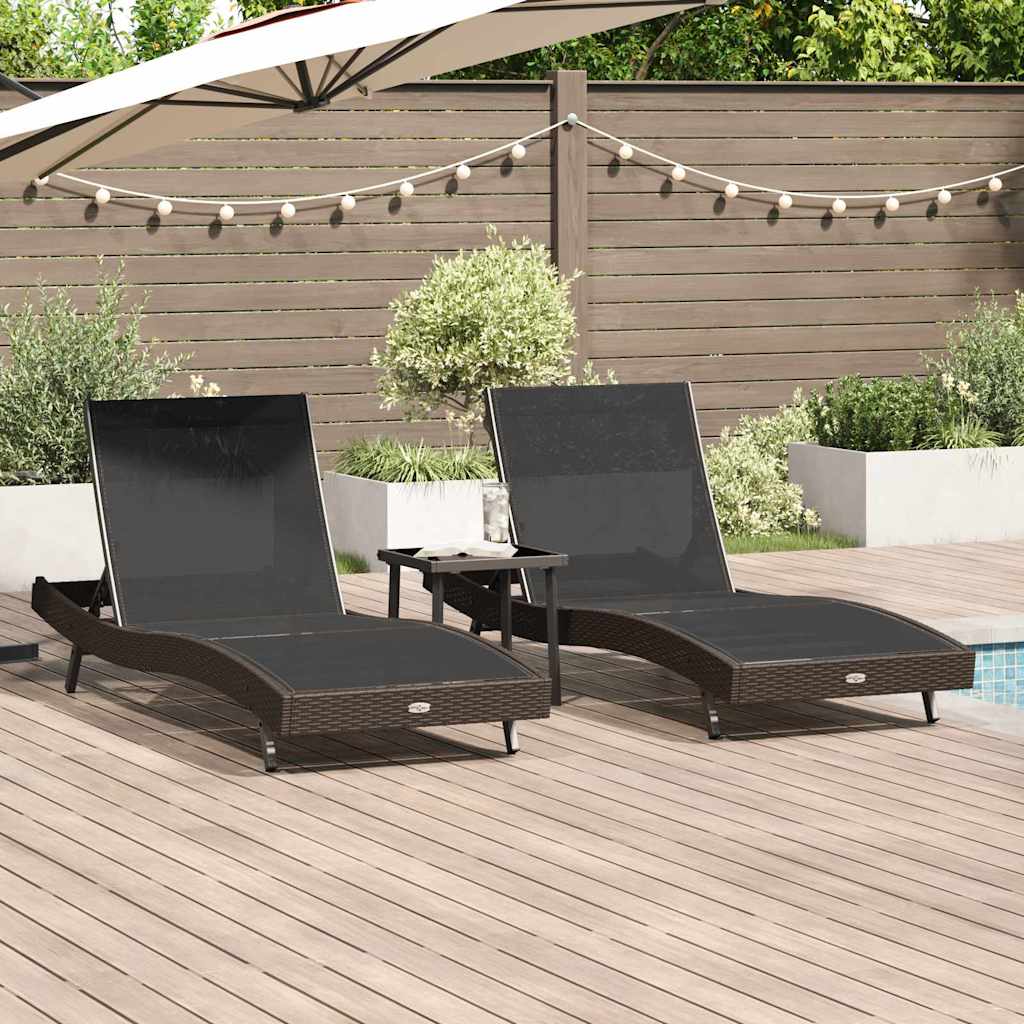 Saulės gultai 3 pcs Ruda 40 x 40 x 40.5 cm poliratanas