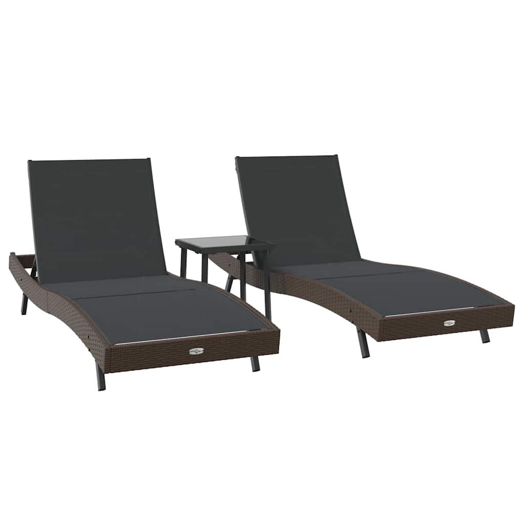 Saulės gultai 3 pcs Ruda 40 x 40 x 40.5 cm poliratanas