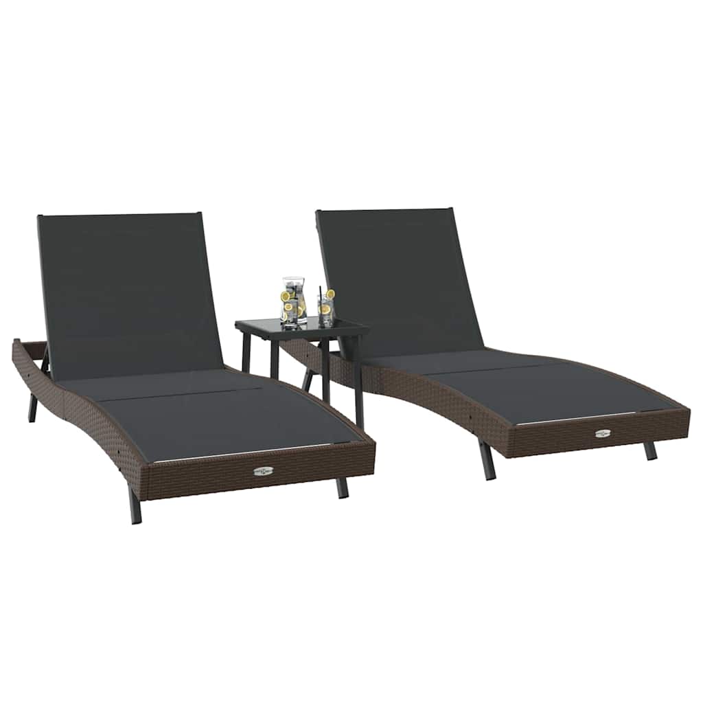 Saulės gultai 3 pcs Ruda 40 x 40 x 40.5 cm poliratanas