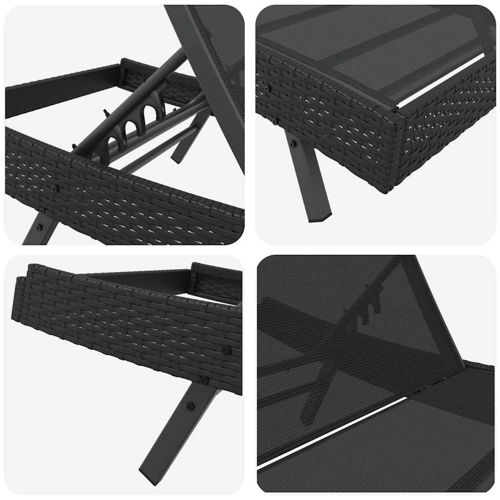 Garden Sofa Set 3 pcs Black 40 x 40 x 40.5 cm poly rattan