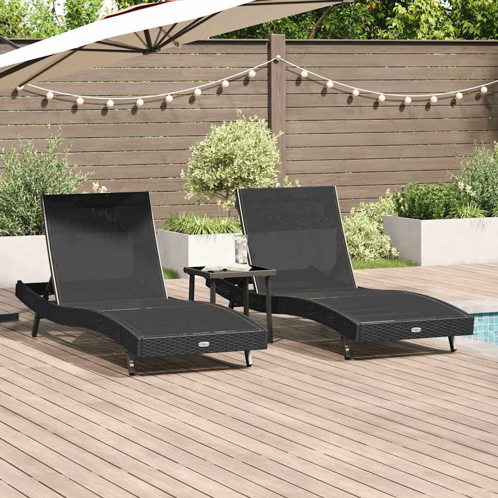 Garden Sofa Set 3 pcs Black 40 x 40 x 40.5 cm poly rattan