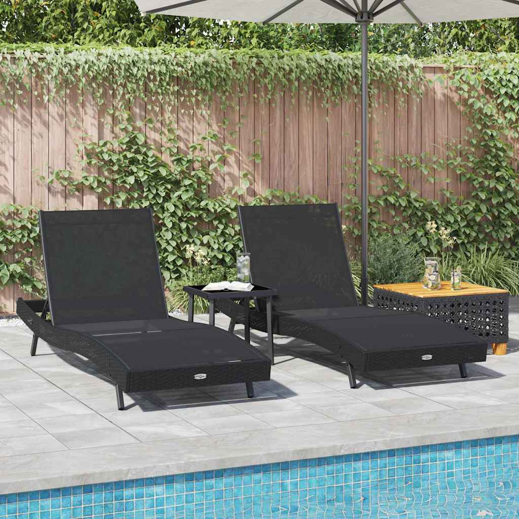 Garden Sofa Set 3 pcs Black 40 x 40 x 40.5 cm poly rattan
