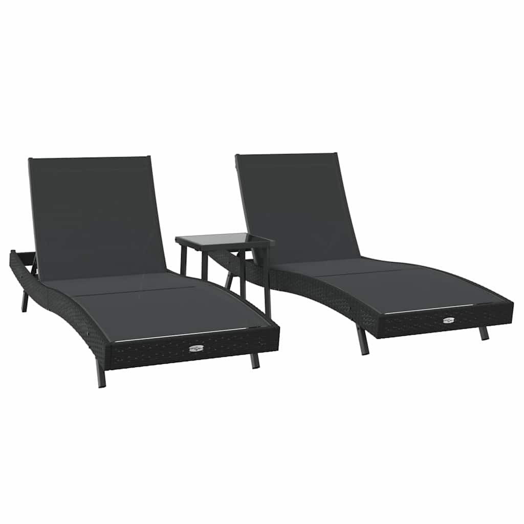 Garden Sofa Set 3 pcs Black 40 x 40 x 40.5 cm poly rattan