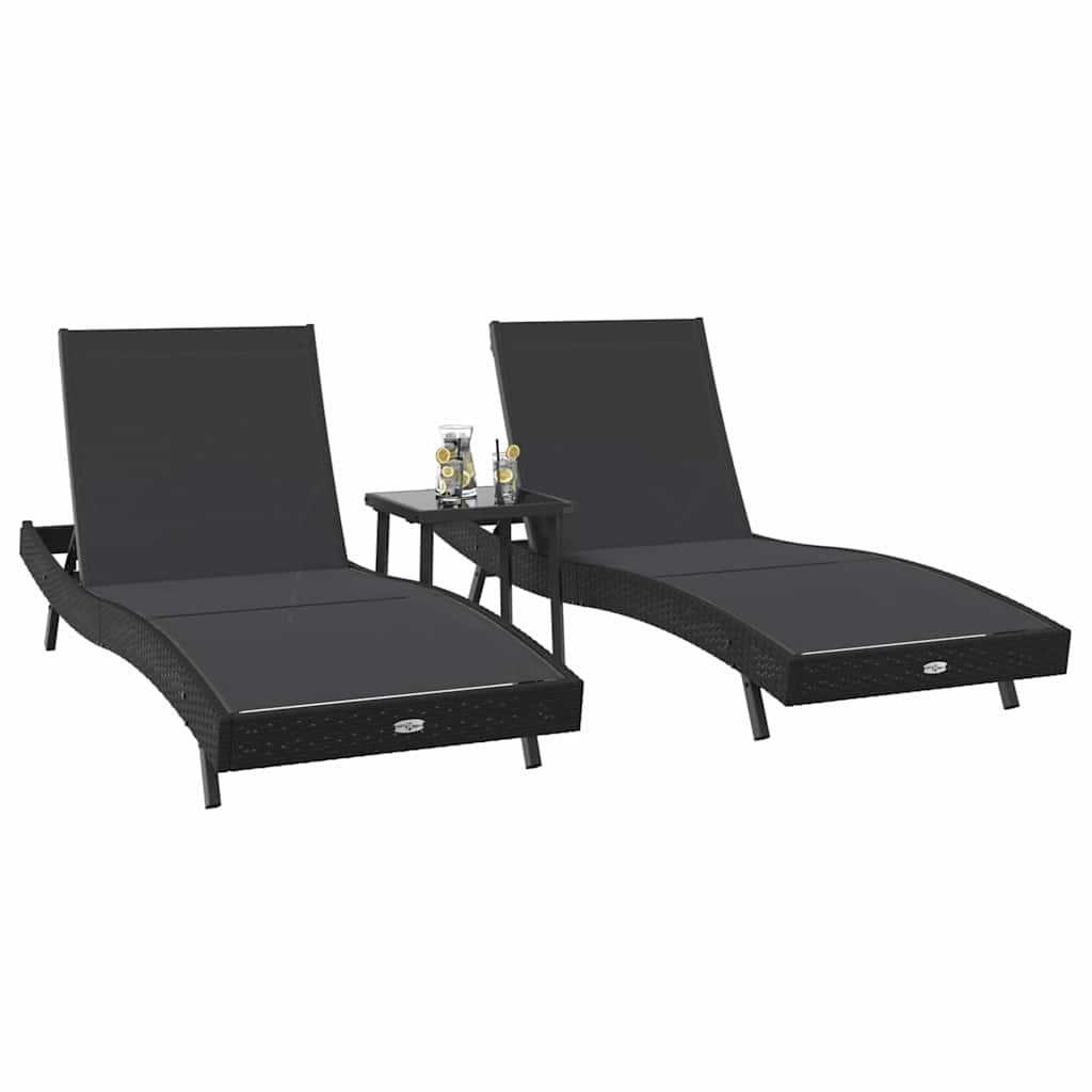 Garden Sofa Set 3 pcs Black 40 x 40 x 40.5 cm poly rattan