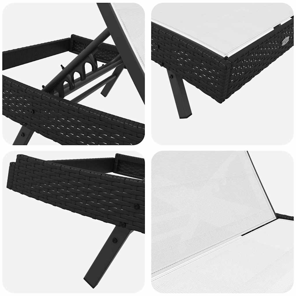 Sun loungers 3 pcs Black and White 40 x 40 x 40.5 cm poly rattan