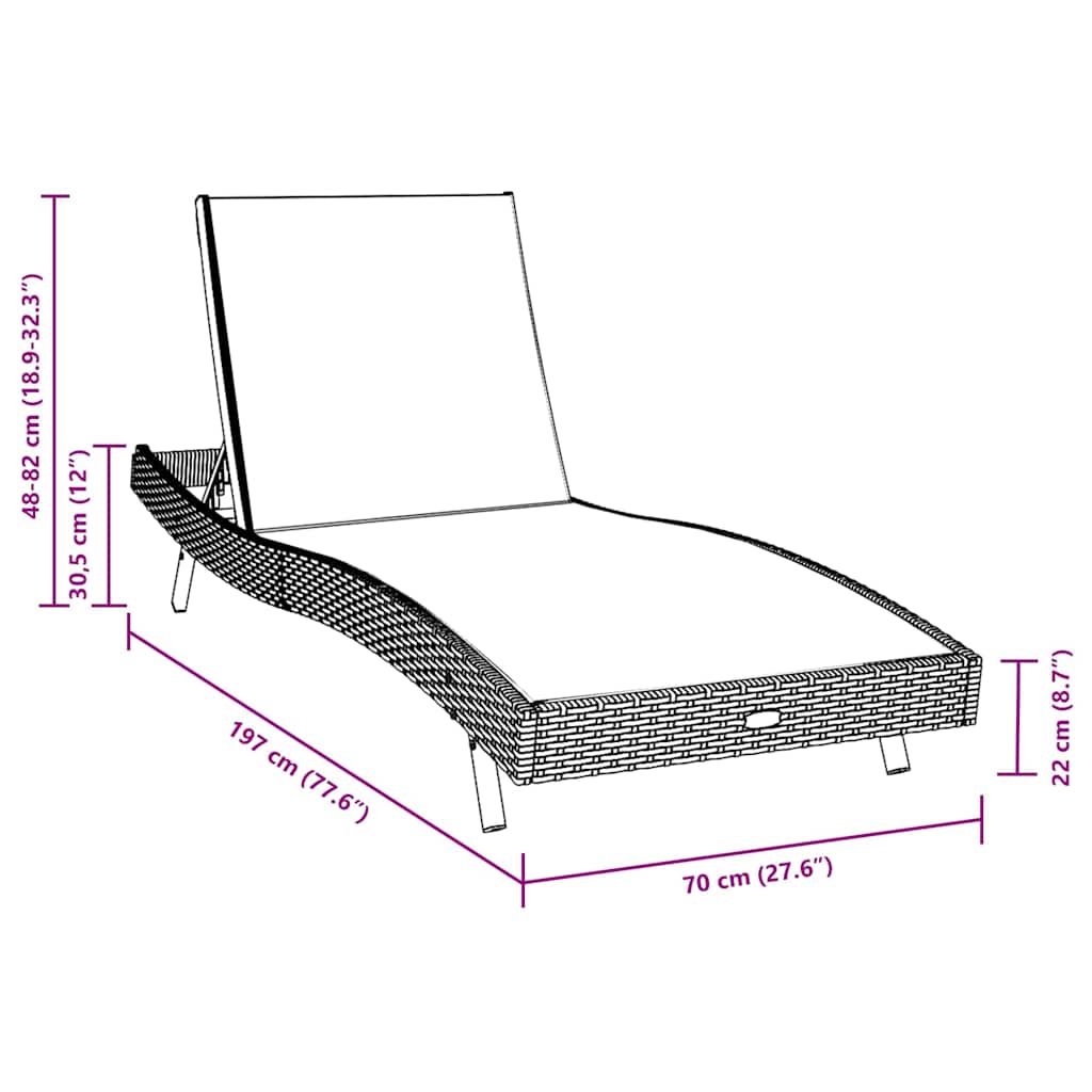 Sun loungers 3 pcs Black and White 40 x 40 x 40.5 cm poly rattan