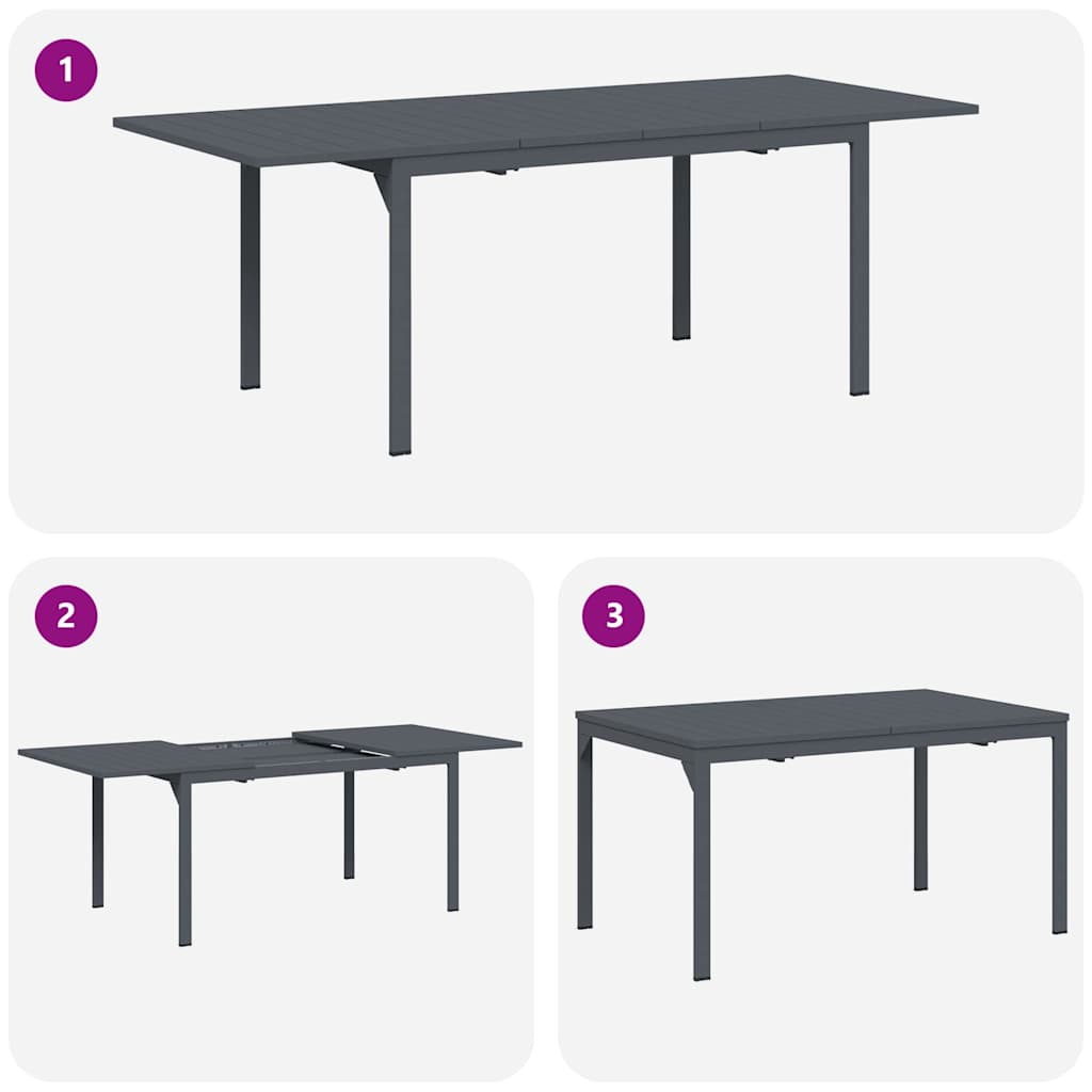 Pratęsimo stalas 2 pcs Antracitas 210 x 90 x 73 cm Plienas