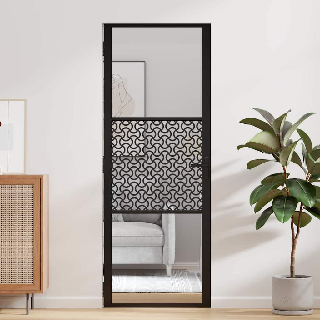 Vidaus durys Juoda 76 x 201.5 cm Grūdintas stiklas ir aliuminis