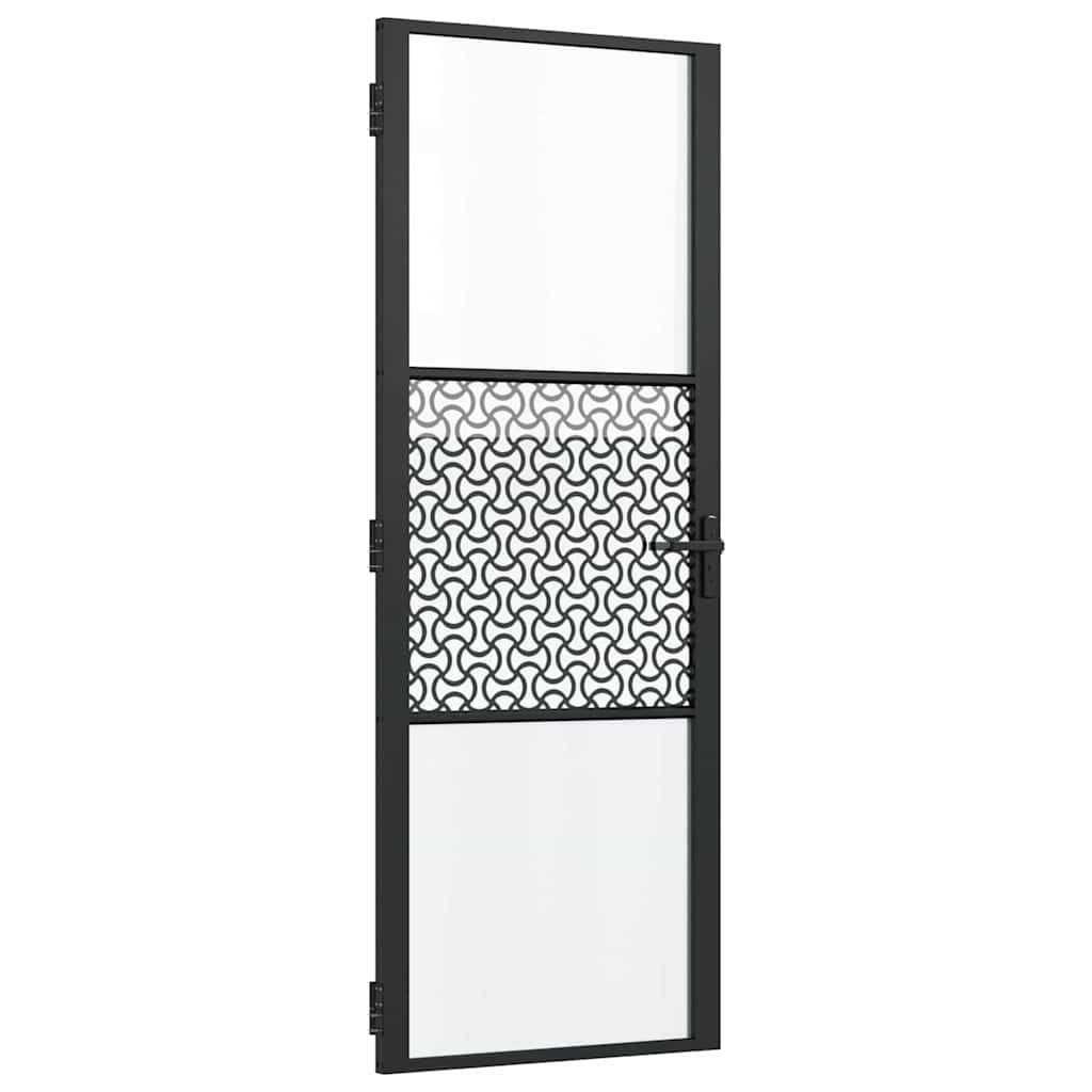Vidaus durys Juoda 76 x 201.5 cm Grūdintas stiklas ir aliuminis