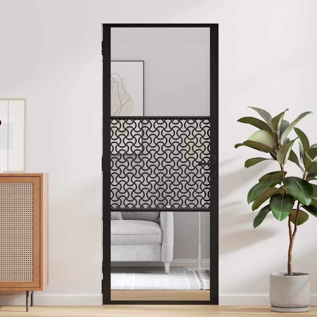 Vidaus durys Juoda 83 x 201.5 cm Grūdintas stiklas ir aliuminis