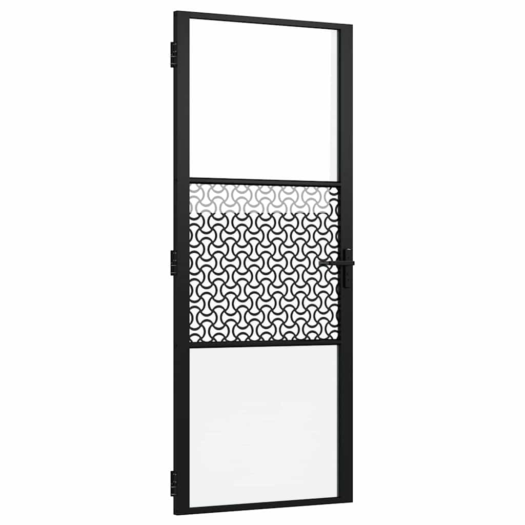 Vidaus durys Juoda 83 x 201.5 cm Grūdintas stiklas ir aliuminis