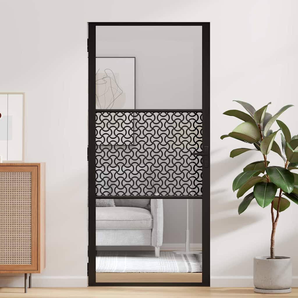 Vidaus durys Juoda 93 x 201.5 cm Grūdintas stiklas ir aliuminis