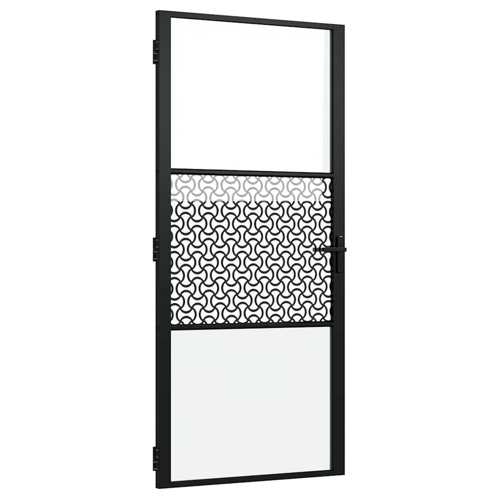 Vidaus durys Juoda 93 x 201.5 cm Grūdintas stiklas ir aliuminis