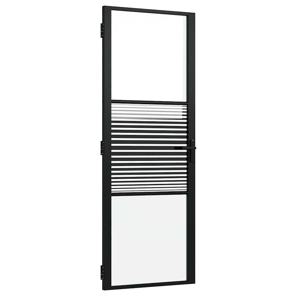 Vidaus durys Juoda 76 x 201.5 cm Grūdintas stiklas ir aliuminis