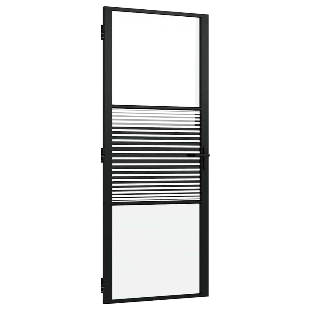 Vidaus durys Juoda 83 x 201.5 cm Grūdintas stiklas ir aliuminis