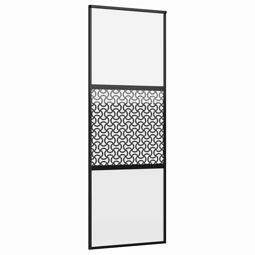 Slankios durys Juoda 76 x 205 cm Grūdintas stiklas, aliuminis