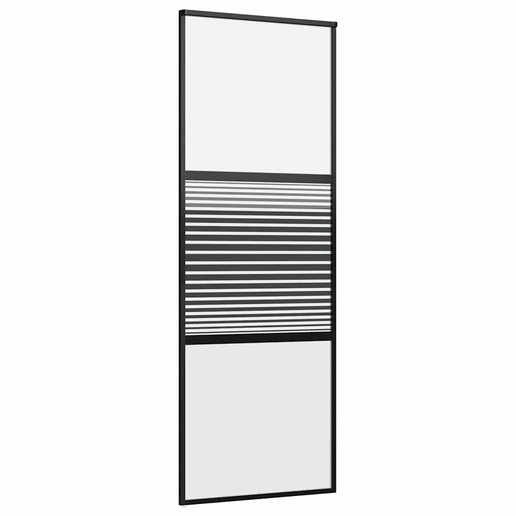 Bīdāmās durvis melnas 76 x 205 cm rūdīts stikls, alumīnijs