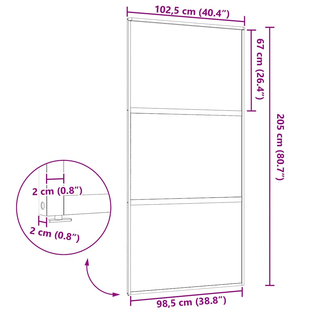 Slankios durys Juoda 102.5 x 205 cm