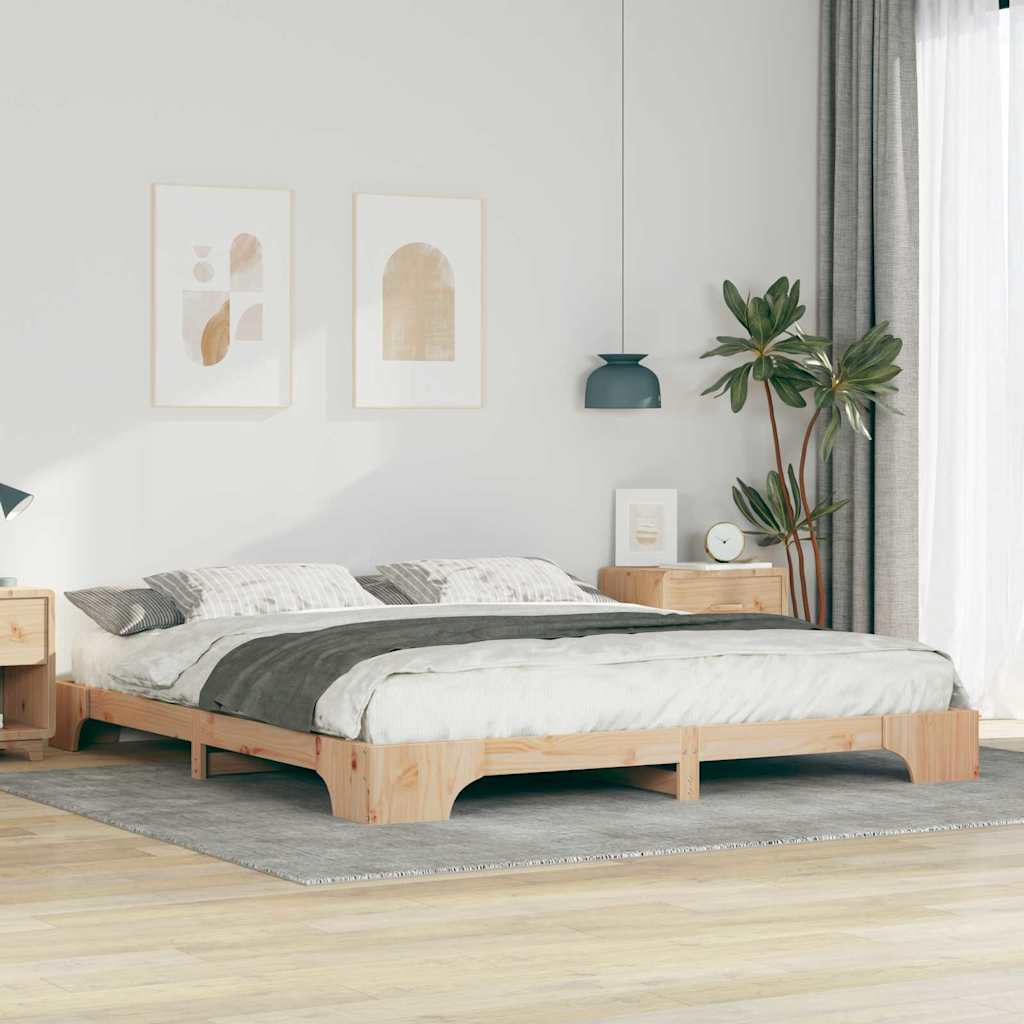 Grindų lovos rėmas su saugykla Ruda 200 x 220 cm Pušies masyvas