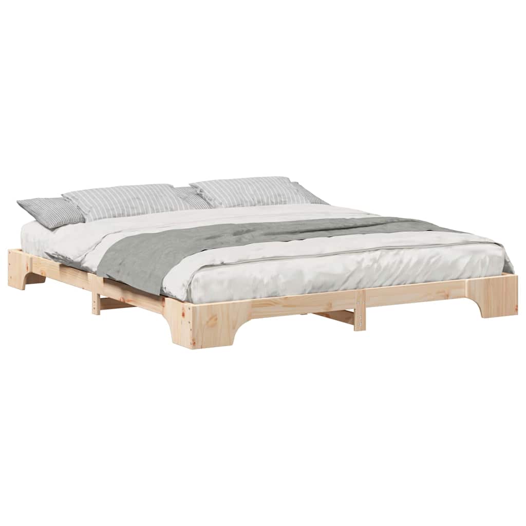 Grindų lovos rėmas su saugykla Ruda 200 x 220 cm Pušies masyvas