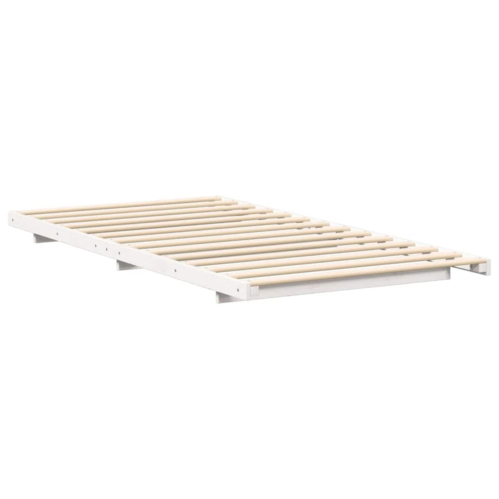 Grindų lovos rėmas Balta 90 x 200 cm Pušies masyvas
