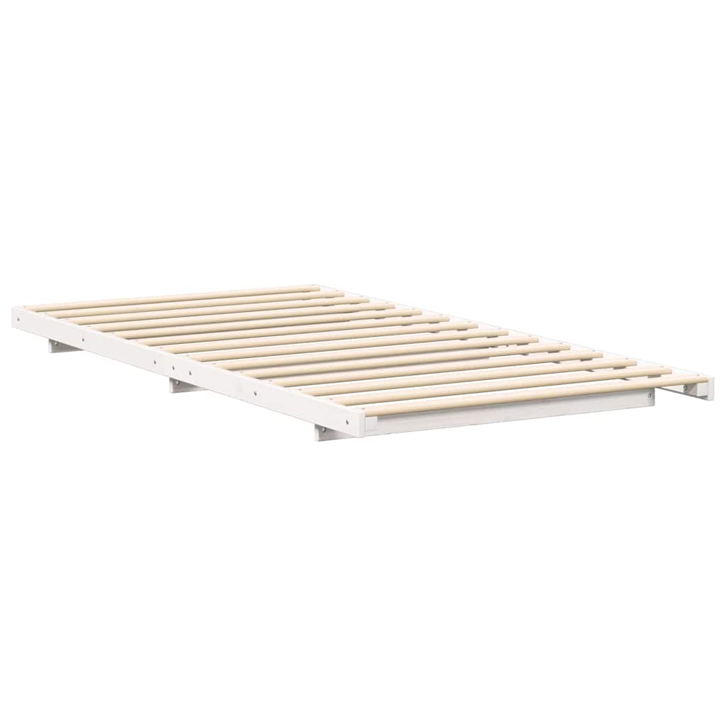 Grindų lovos rėmas Balta 90 x 200 cm Pušies masyvas