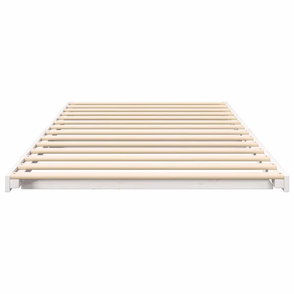 Grindų lovos rėmas Balta 90 x 200 cm Pušies masyvas