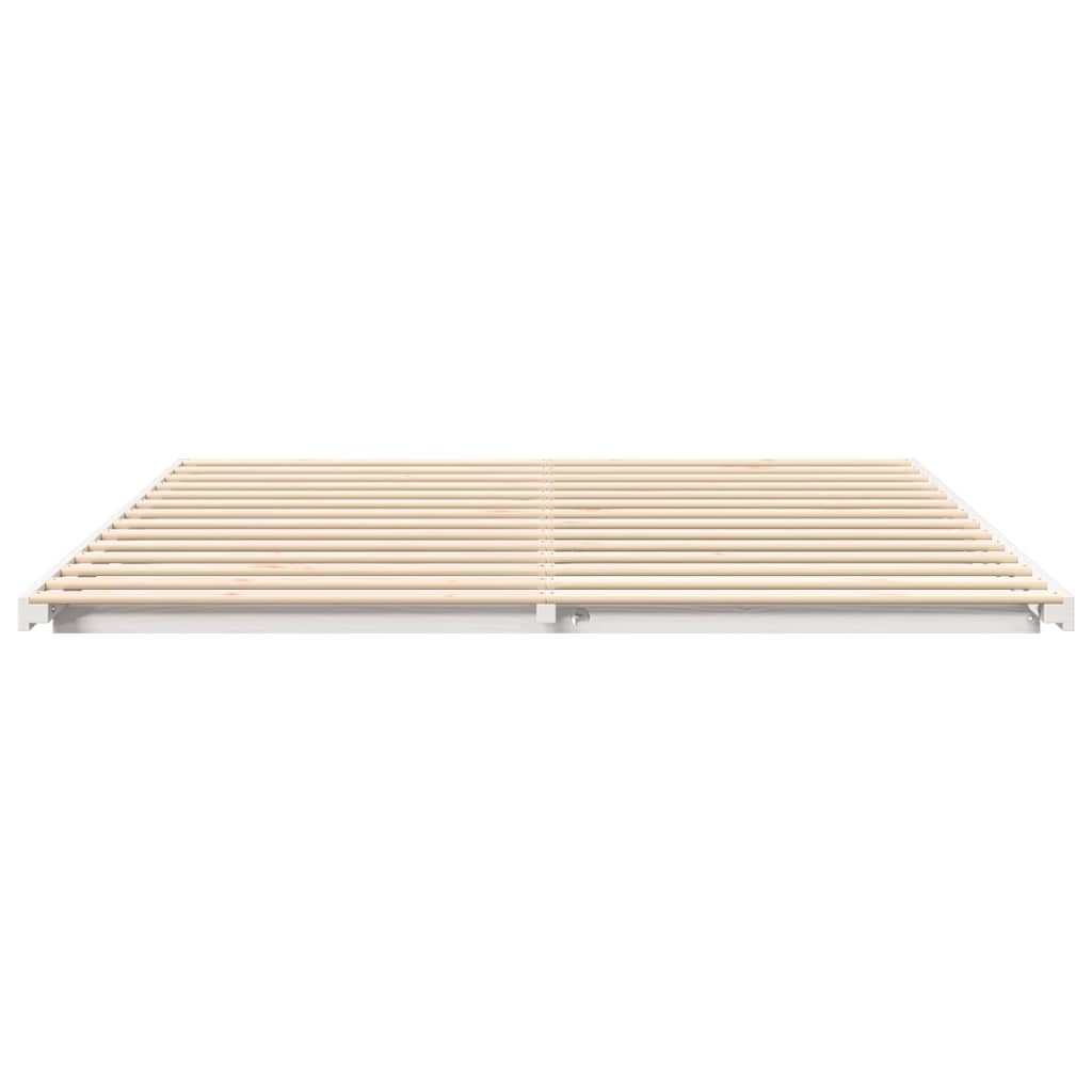 Grindų lovos rėmas Balta 180 x 220 cm Pušies masyvas