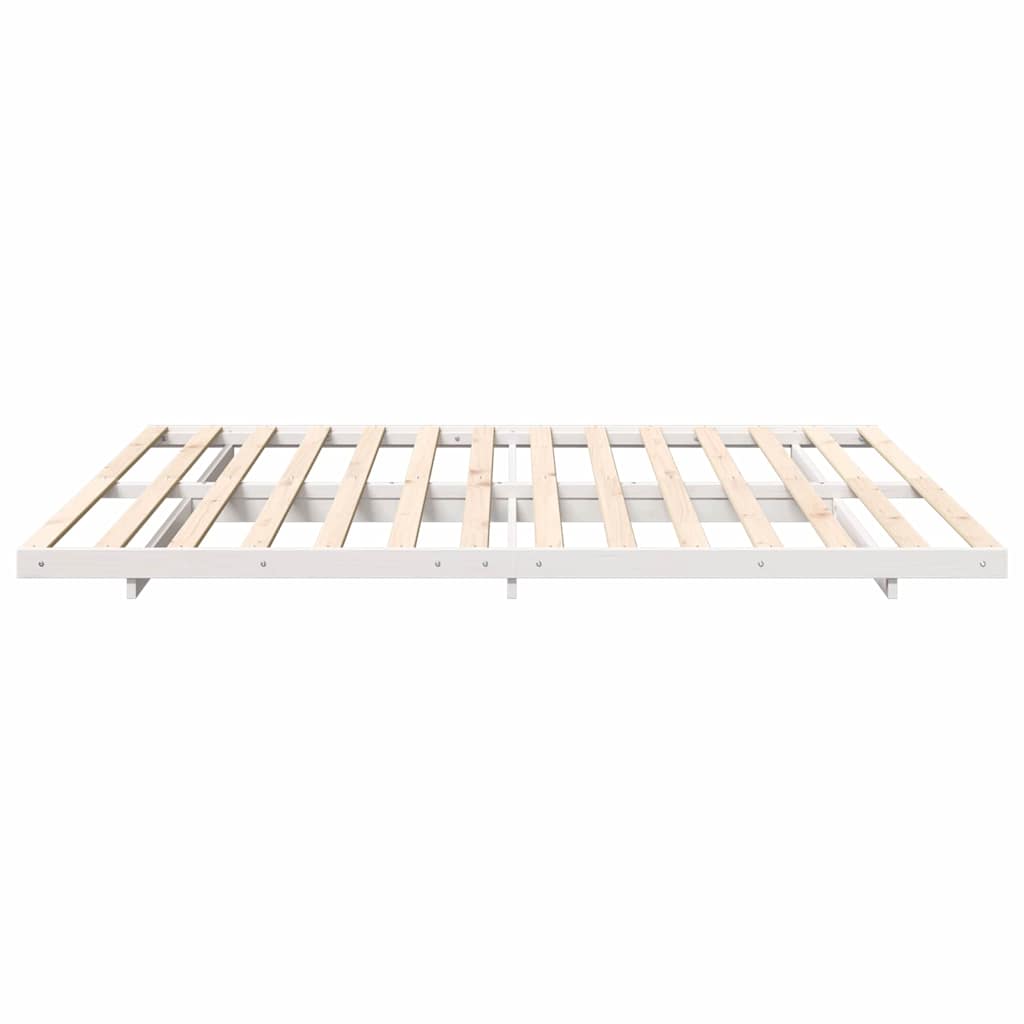 Grindų lovos rėmas Balta 180 x 220 cm Pušies masyvas