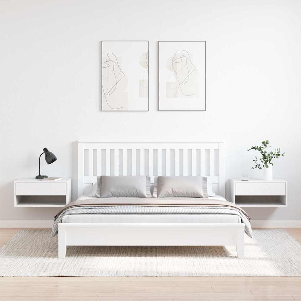 Naktinis staliukas 2 pcs Balta 50 x 32,5 x 24 cm Pušies masyvas