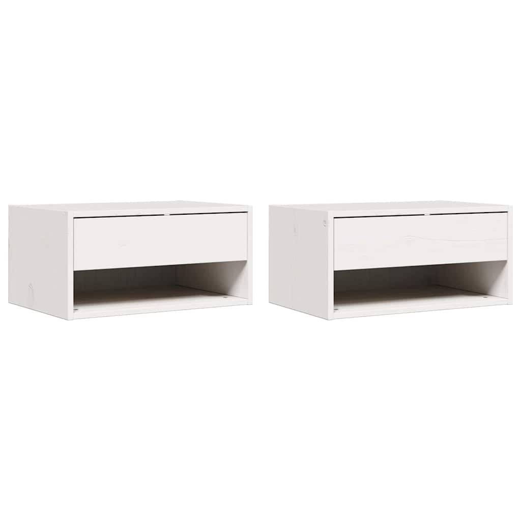 Naktinis staliukas 2 pcs Balta 50 x 32,5 x 24 cm Pušies masyvas