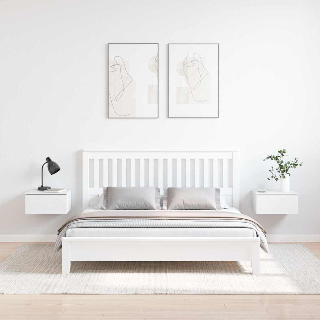 Naktinis staliukas 2 pcs Balta 37 x 35 x 18,5 cm Pušies masyvas