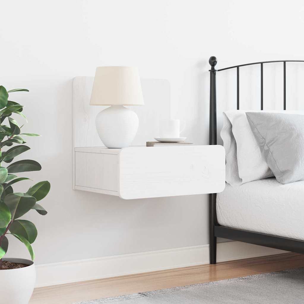 Nightstand White 44 x 32.5 x 40 cm Solid pine