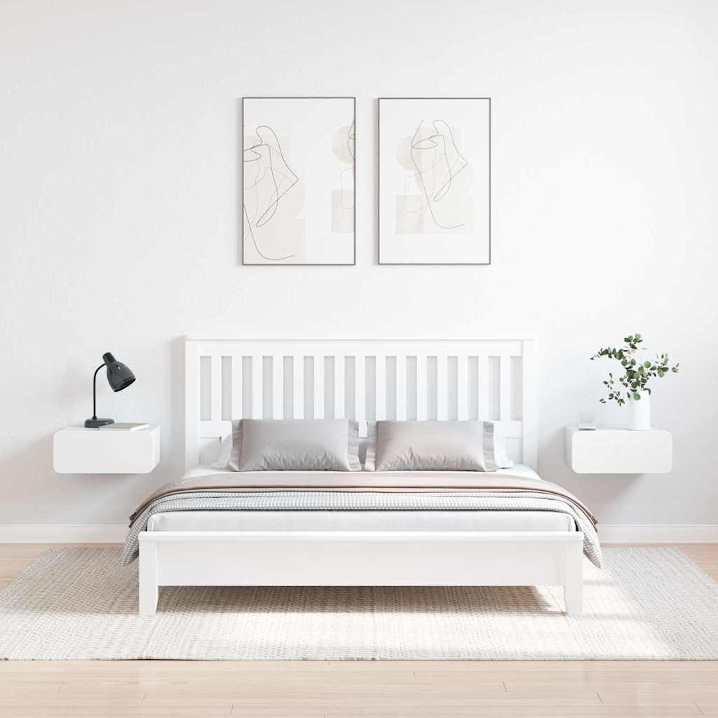 Naktinis staliukas 2 pcs Balta 39 x 34 x 16,5 cm Pušies masyvas