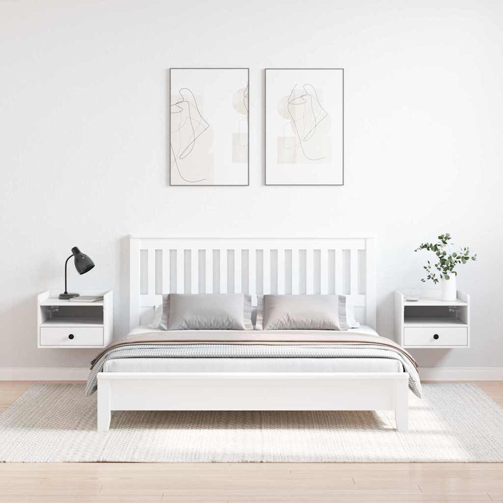 Naktinis staliukas 2 pcs Balta 38 x 36 x 29,5 cm Pušies masyvas