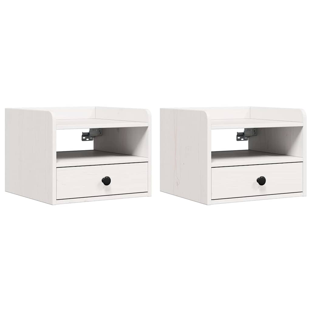 Naktinis staliukas 2 pcs Balta 38 x 36 x 29,5 cm Pušies masyvas